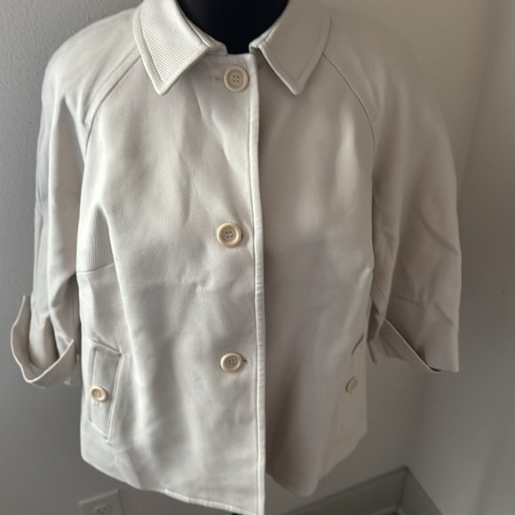 Talbots The Jackie Fit bone color jacket coat Sz 14 100% cotton New - Picture 2 of 11